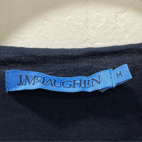 J.McLaughlin Aurora Linen Blend Navy True Wrap Dress Women’s Medium - Picture 5 of 15